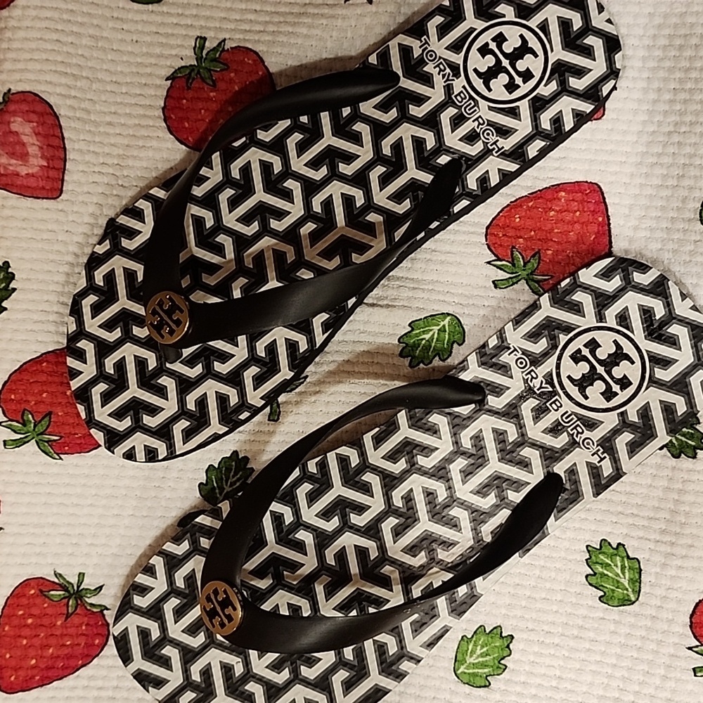 Tory Burch Geometric Black and White Sandals